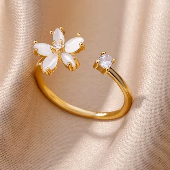 Infinity Opal Flower Ring - Picture 1 of 5